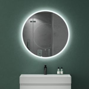 Mai & Mai Miroir de Salle de Bain avec Éclairage LED Glace Suspendu Miroir Rond Diamètre de 80 cm Anti-Buée LS 05
