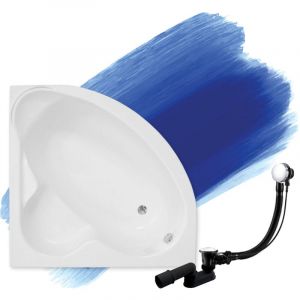 Baignoire Bain d'angle 130x130, Siphon de bain et pieds (support) - Set 3en1 - Fabriqué en UE - BADLAND STANDARD