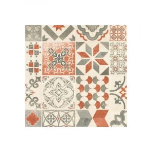 Tarkett - Sol Lino - Carreaux de ciment - Rouge brique - Rouleau de 3m x 4m