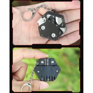 1 pc Multifonctionnel Portable EDC Hexagone Couteau Pliant Mini Cl&eacute; Tournevis Porte-cl&eacute;s D&eacute;molition Express Couteau M&eacute;nage Outils 01