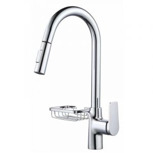 Robinet de Cuisine avec Traction vers Le Bas, Arc &agrave; Arc &agrave; 360 &deg; pivotable pour &eacute;vier Extensible Robinet Pont Support de Cuisine &agrave; Manche Unique avec