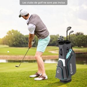 Sac de Golf pour Chariot Sac de Golf L&eacute;ger avec 14 Compartiments sur le Dessus Sac de Rangement Portable pour Clubs de Golf Gris