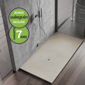 Poalgi - Receveur de douche extraplat Hos's, blanc perle, 90x90 cm, bac forme squaree extra plat, composition résine 75% de charge minérale et