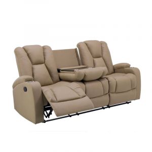 Deco In Paris - Canapé 3 places relax en tissu microfibre beige clarence