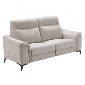 Canapé de relaxation électrique microfibre Kuiza-Beige clair-2 places relax électrique