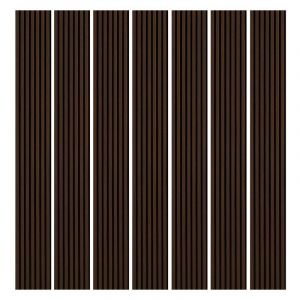 Decoon - Mur tv - Lot de 7 Panneau tasseaux bois 250 x 30 x 1,9 cm - décor chêne foncé / feutrine noir - 5,25m²