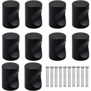10PCS Noir Tiroir de Porte Poign&eacute;e, Bouton de Meubles, Unique Trou Rond Boutons de Tiroir, Moderne Boutons de Porte, Poign&eacute;es de Meuble pour Placard