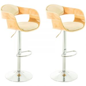 CLP - Set 2 tabourets r&eacute;tro kingston dans la nature / cr&egrave;me comme