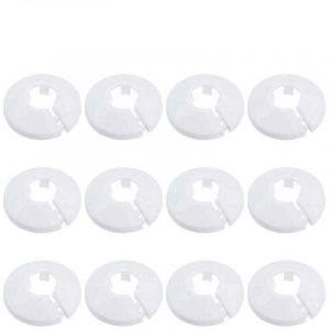 12 Pcs Cache Tuyau, Cache Tuyau Radiateur,Cache Tuyau Plomberie Collier Radiateur,Pour tubes de chauffage &agrave; eau 15 mm couronnes de radiateurs-Blanc
