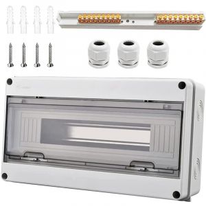 Beijiyi - Coffret Electrique Etanche, Coffret Electrique Etanche Exterieur IP65 18 Modules, avec 9 Bornes, 3 Connecteurs, pour une Utilisation à