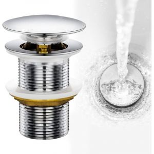 Bonde de lavabo, syst&egrave;me de vidange &agrave; clapet, bonde de salle de bain en acier inoxydable sans trop-plein, anti-obstruction, argent&eacute;e, compatible avec