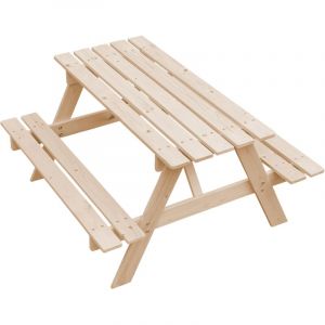 Table Enfant en Bois &ndash; Table et Chaise Enfant - Table Pique Nique 90x90xH50 cm - Salon de Jardin Enfant pour l'ext&eacute;rieur Timbela M018-1