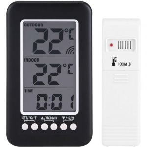 Thermomètre Intérieur Extérieur Sans fil Affichage lcd NumériqueCapteur de prévision Écran led Noir Horloge Digital Thermomètre Auto Refresh pour