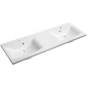 Sapho - Lucia - Meuble double vasque 150x48 cm, avec trop-plein et 2 trous pour la robinetterie, blanc 50154