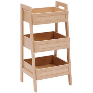 Desserte de 3 compartiments coloris effet bois clair - Longueur 40 x largeur 34,2 x Hauteur 80 cm