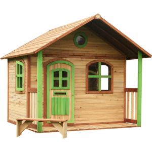 AXI Milan Maison Enfant en Bois FSC Maison de Jeux pour l'extérieur / Jardin en marron & Vert Maisonnette / Cabane de Jeu avec des fenêtres