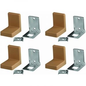 4x Equerre d'assemblage en acier avec cache en plastique Connecteur Angle Couvercle Meuble Caisson, marron clair