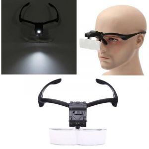 Bandeau LED loupe loupe lunettes de lecture 5 lentille 1.0x 1.5x 2.0x 2.5x 3.0x outil de r&eacute;paration