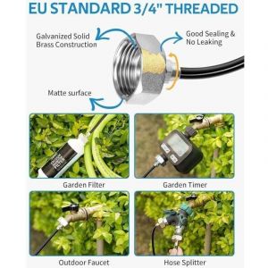 Brumisateur Exterieur, 18M Brumisateur Terrasse avec 20 Buse Brumisateur +6 Buses de Rechange+1Adaptateur (en Laiton, 3/4") Brumisateur pour Patio