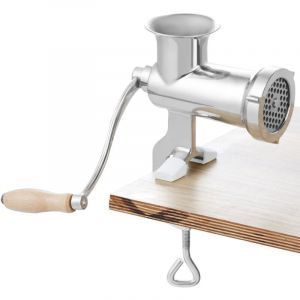Mophorn - Hachoir &agrave; viande manuel - Hachoir &agrave; viande manuel en acier inoxydable avec pince de table, 2 plaques de broyage et poussoir &agrave; saucisses
