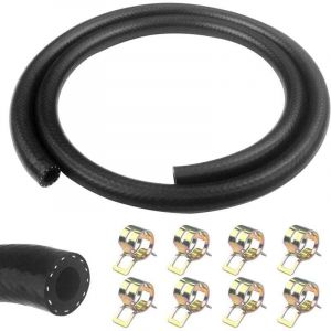 1 M&egrave;tre durite essence, 8mm Diam&egrave;tre Int&eacute;rieur durite gasoil, tuyau essence avec 8pcs colliers de serrage, Tuyau de Carburant pour Camion, Voiture,