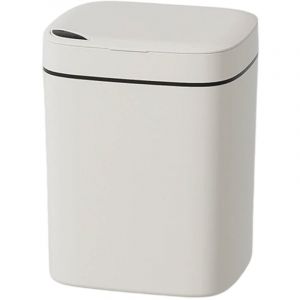 Poubelle automatique de salle de bain BCZHQQ, poubelle &agrave; d&eacute;tecteur de mouvement sans contact, blanche, 11 litres, avec couvercle, petite poubelle