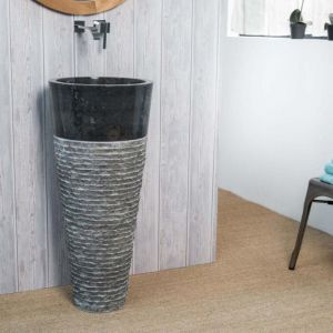 Wanda Collection - Vasque salle de bain sur pied en pierre Florence noir