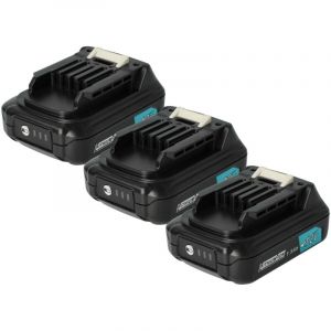 3x Batterie remplacement pour Makita BL1021B, BL1041B, BL1040, BL1040B, BL1040B-2, BL1041, BL1021B-2 pour outil électrique (1500 mAh, Li-ion, 12 v)