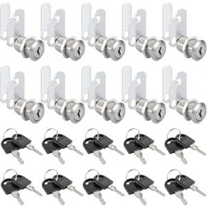 Lot de 10 Serrures Bo&icirc;te aux Lettres, 25mm Serrure Armoire Metallique, Barillet Boite aux Lettres en Alliage de Zinc avec 20 Cl&eacute;s pour Tiroir,