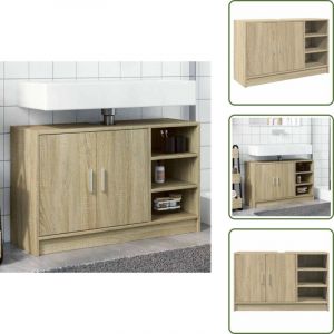 The Living Store - Armoire d'&eacute;vier ch&ecirc;ne sonoma 90x29x55 cm bois d'ing&eacute;nierie - Meuble De Salle De Bain - Armoire De Lavabo - Rangement Salle De Bain