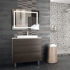 Skecten - Miroir led Lampe de Miroir Éclairage Salle de Bain Miroir Lumineux Verre Trempé Design Carré - 100 60 cm