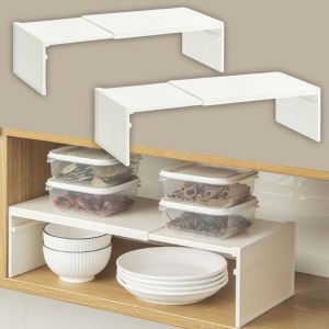 2pcs Étagères de Rangement, Amenagement Placard, Cuisine Étagère à Épices, Etagere Extensible, Etagere Rangement Placard, Pour Comptoir de Cuisine,