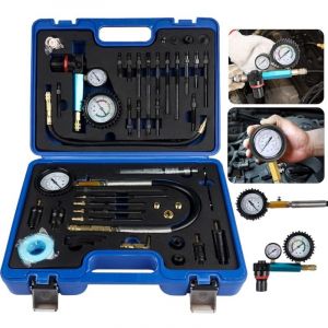 Testeur de compression 46PCS, pour moteurs &agrave; essence et diesel, Testeur de perte de pression, Testeur de pression de cylindre, Convient pour HDI,