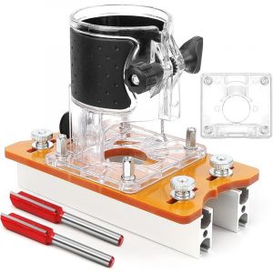 Base De Routeur &agrave; Bois 2 en 1 Defonceuse a Bois Plaque de Base avec 2 Fraises Gabarit Defonceuse &agrave; Bois pour Taille-Bordures de 65 MM