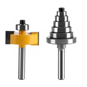 Rainureuse Bois, Fraises à Rainurer pour Défonceuse, Fraise à Feuillure à Queue Bit avec 6 Ensemble Roulements pour Plusieurs Profondeurs 1/8", 1/4",