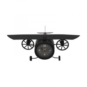 Horloge &agrave; Poser 'Avion Vintage' 47cm Noir