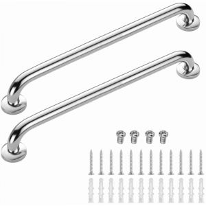 Gistuch - Lot de 2 Barre D'Appui wc, Acier Inox Maintien Poignée Douche, 90cm Barre d'Appui Salle de Bain Coudée, Barres Douche, Baignoire Main