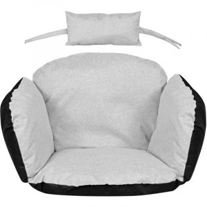 Coussin de jardin 112x113 cm pour fauteuil suspendu nid de cigogne imperméable gris clair