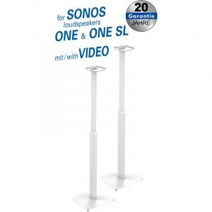 2 supports pour sonos haut-parleur, pour sonos one & one sl charge : 3 kg, hauteur : 700 - 1270 mm, contenu : 2 pi&egrave;ces, blanc