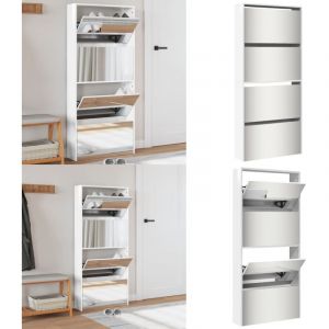 Vidaxl - Armoire à chaussures miroir 4 niveaux blanc brillant - Meuble Chaussure - Armoire Chaussure - Range Chaussures - Étagère Chaussure