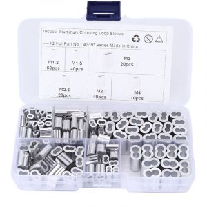 Kit de Manchon de Boucle de Sertissage, Manchon de Boucle de Sertissage en Aluminium, Kit D'assortiment de Manchons de Boucle de Sertissage en