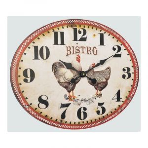 Emde - Horloge ovale poules 39x49cm