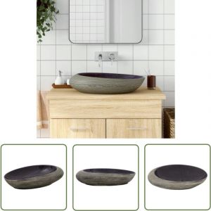 The Living Store Vasque à poser violet et gris ovale 59x40x14 cm céramique - Lavabo Design - Lavabo Céramique - Lavabo Suspendu - Meuble Lavabo