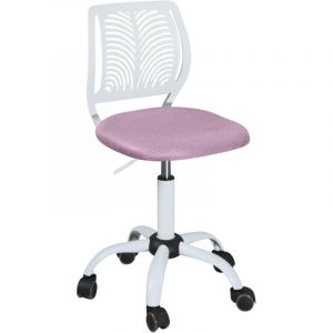 Chaise de bureau pour enfant &ndash; Junior fille, hauteur r&eacute;glable, assise rembourr&eacute;e en tissu mesh respirant, dossier ajour&eacute; souple, pivotante &agrave; 360&deg;,