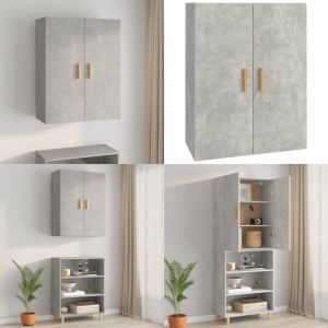 Vidaxl - Armoire murale suspendue Gris béton 69,5x34x90 cm - Armoire Murale - Meuble De Rangement - Buffet Gris - Armoire Suspendu - Étagère Murale
