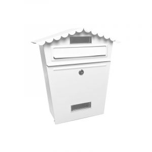 Fabrilamp - Boîte aux lettres dedemail frida en acier galvanisé white 36x32x10 cm toit étanche à la pluie, fenêtre de présentation.