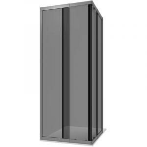 Cabine de douche extensible 70-90x70-90 cm avec profil&eacute;s en aluminium anodis&eacute; Verre fum&eacute; de 6mm avec traitement Anticalcare h190 - Mod. r&eacute;versible