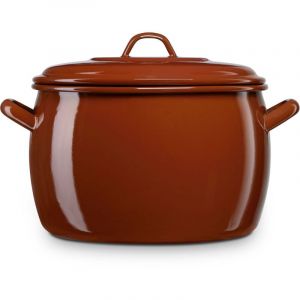 Briebe - Terra Faitout &agrave; Induction 32cm, Marmite 16L avec Couvercle Acier &Eacute;maill&eacute; Tous Feux Marron
