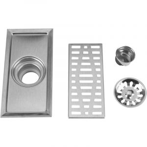 Drain de Douche, 20X10CM Siphon de Sol Rectangulaire en Acier Inoxydable, Protecteur de Drain de Douche de Salle de Bain, Grille de Déchets de