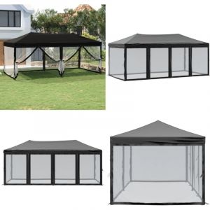 Vidaxl - Tente de réception pliable avec parois Noir 3x6 m - Tents De Jardin - Abri De Jardin - Gazebo - Parasol - Chapiteau Pliables - Home & Living
